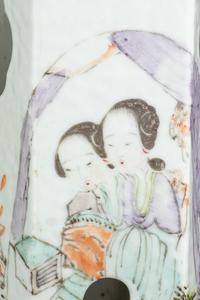 Two Chinese Qianjiang Porcelain Hexagonal Hat Holders