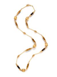 YELLOW GOLD AND TIGER'S EYE NECKLACE