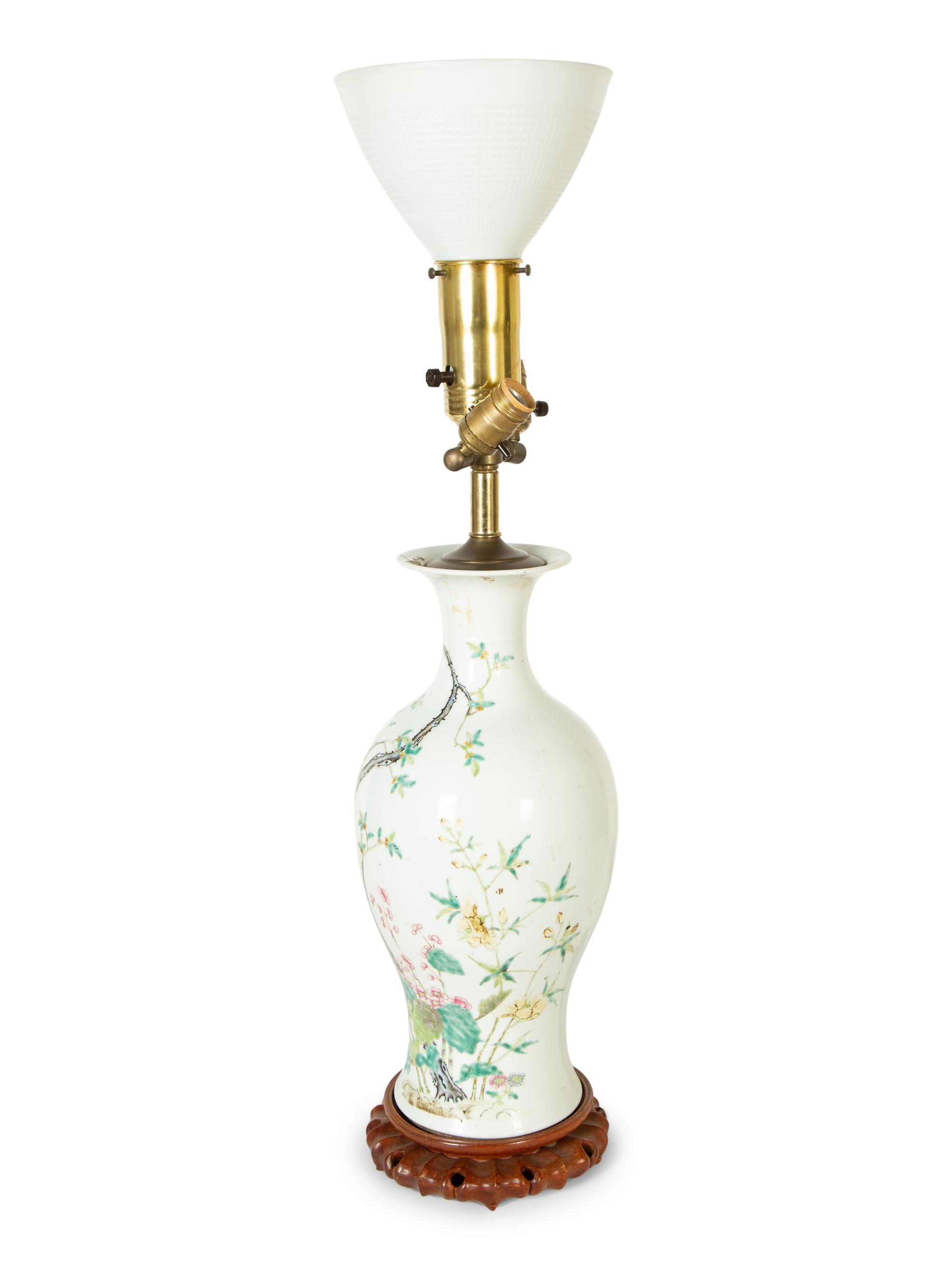 A Chinese Export Porcelain Vase Mounted as a Lamp