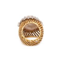 CULTURED MABE PEARL AND DIAMOND RING