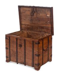A Continental Iron Mounted Walnut Strong Box