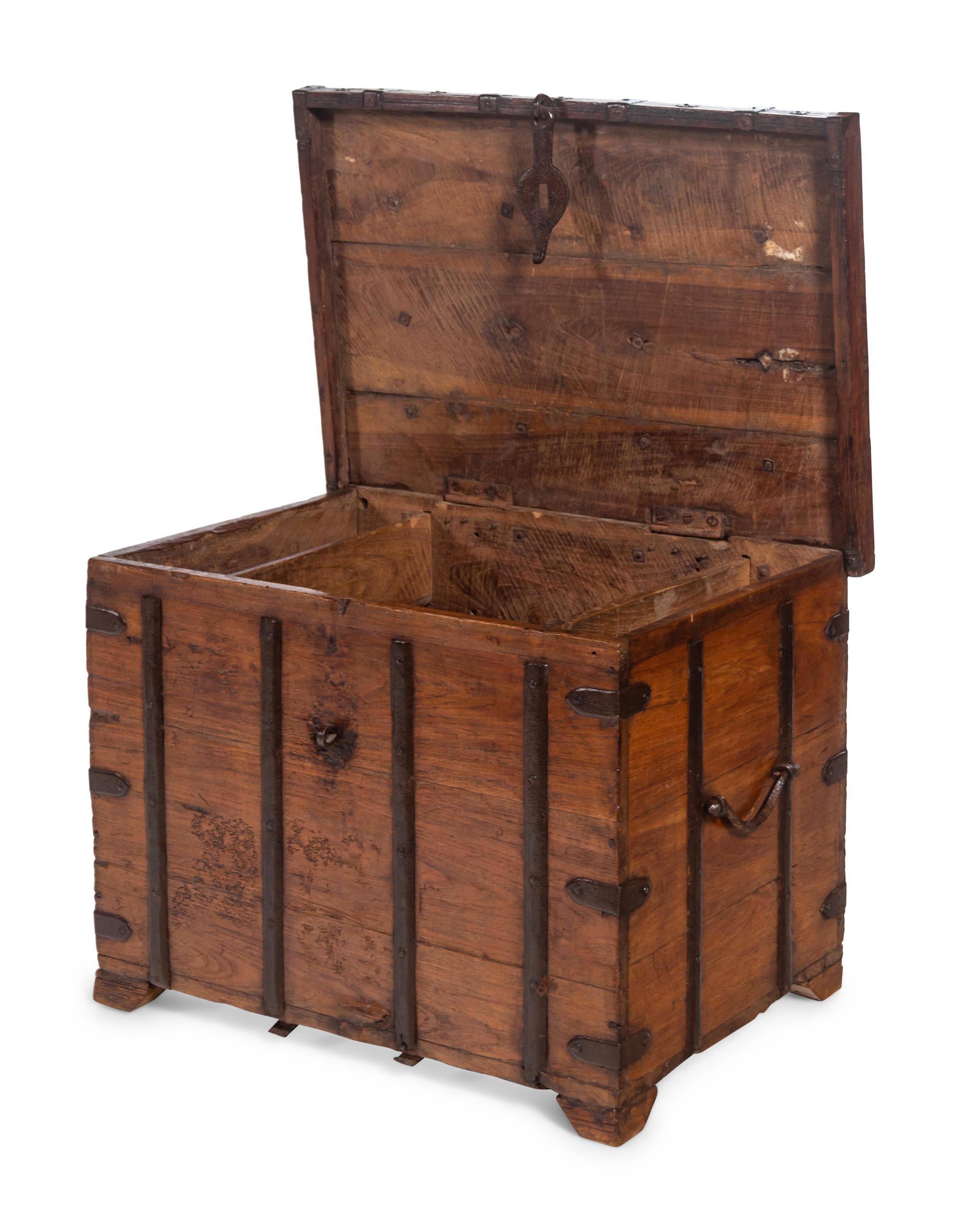 A Continental Iron Mounted Walnut Strong Box