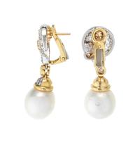 DIAMOND AND CULTURED PEARL EARCLIPS