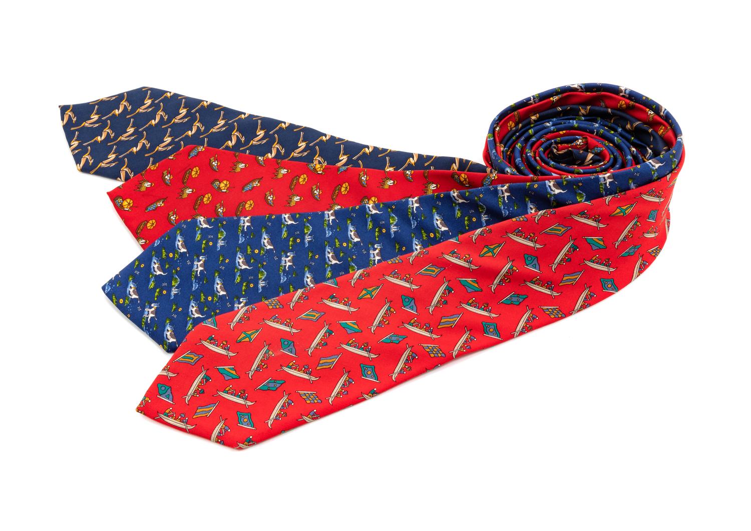 Four Salvatore Ferragamo Silk Ties,