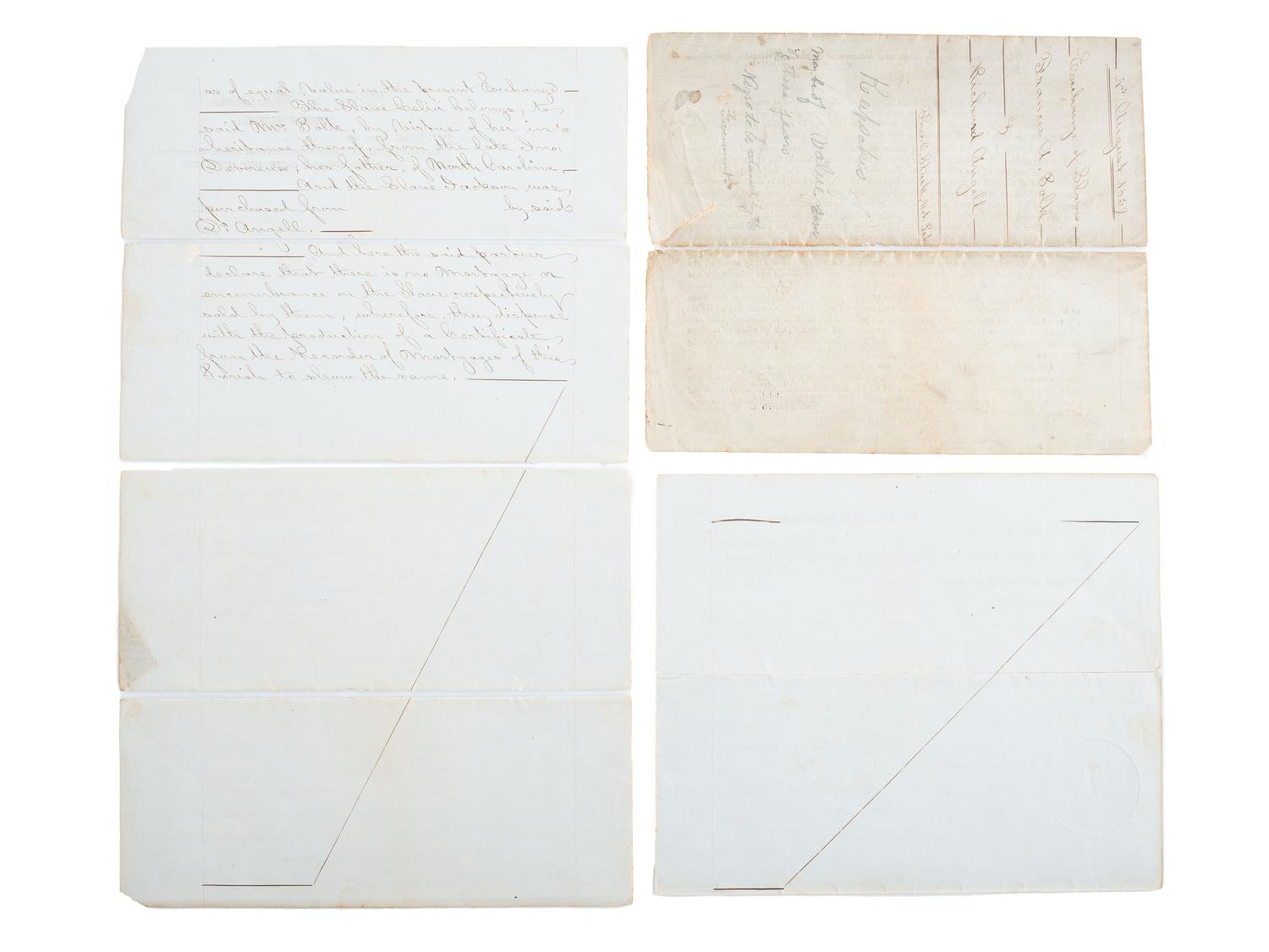 [SLAVERY & ABOLITION] -- [POLK, LEONIDAS (1806-1864)]. Documents regarding the exchange of two enslaved persons, Celia and Jackson, by Mrs. Frances Polk, 1859.