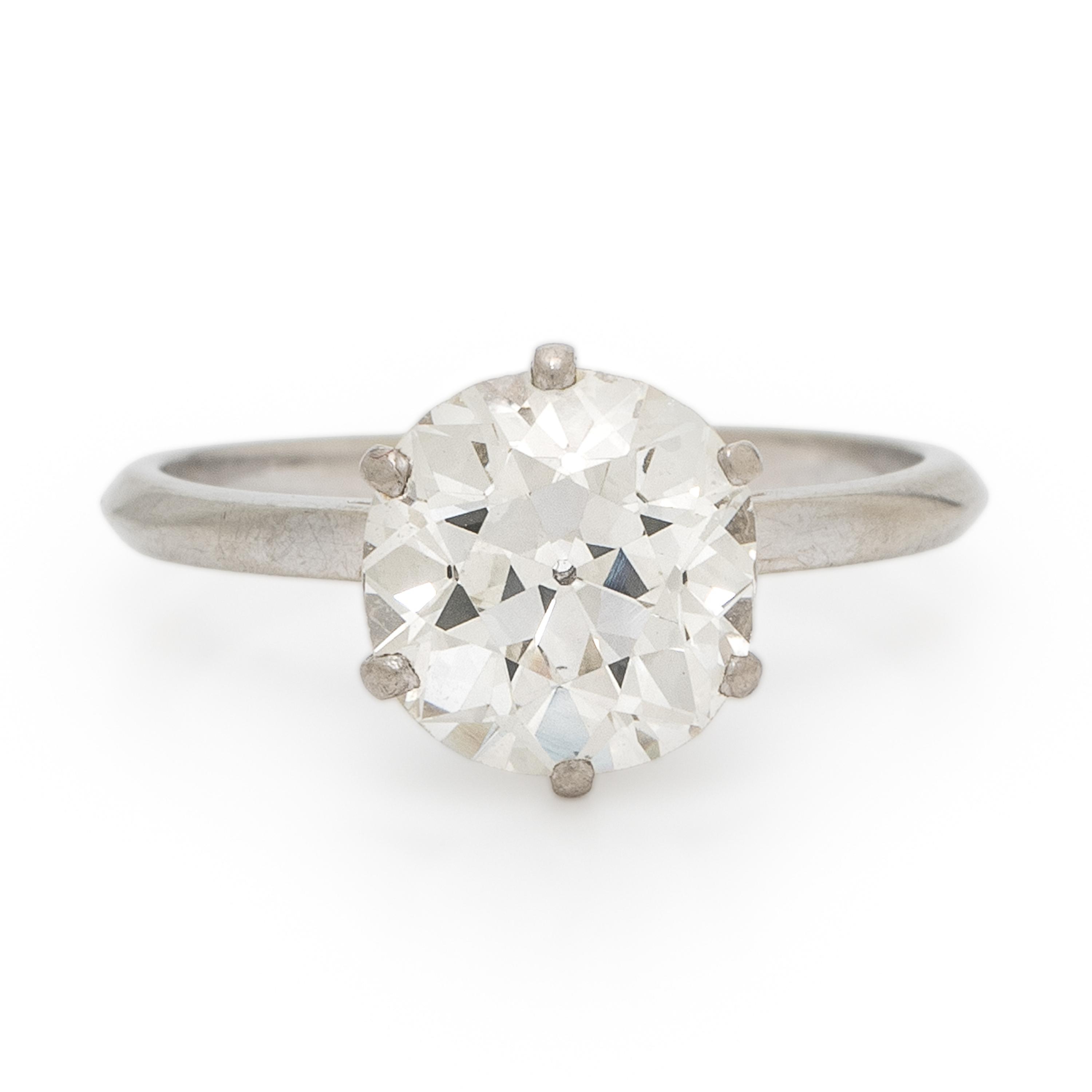 Diamond and White Gold Solitaire Ring