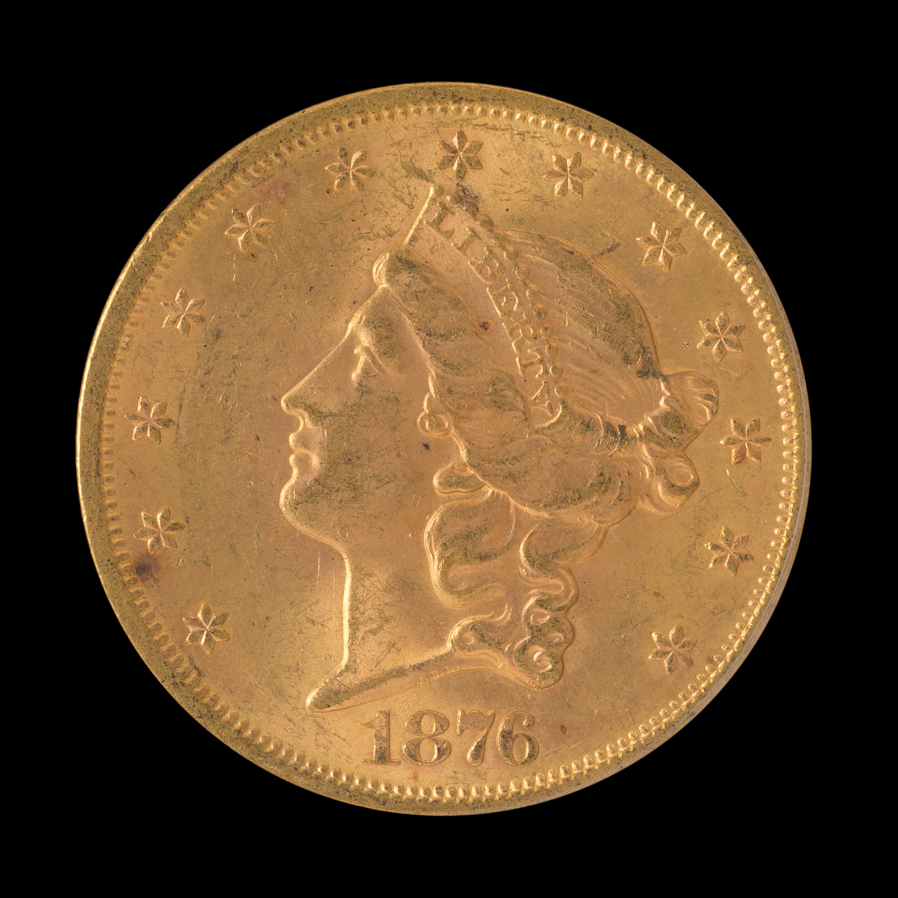 A United States 1876-S Liberty Head $20 Gold Coin