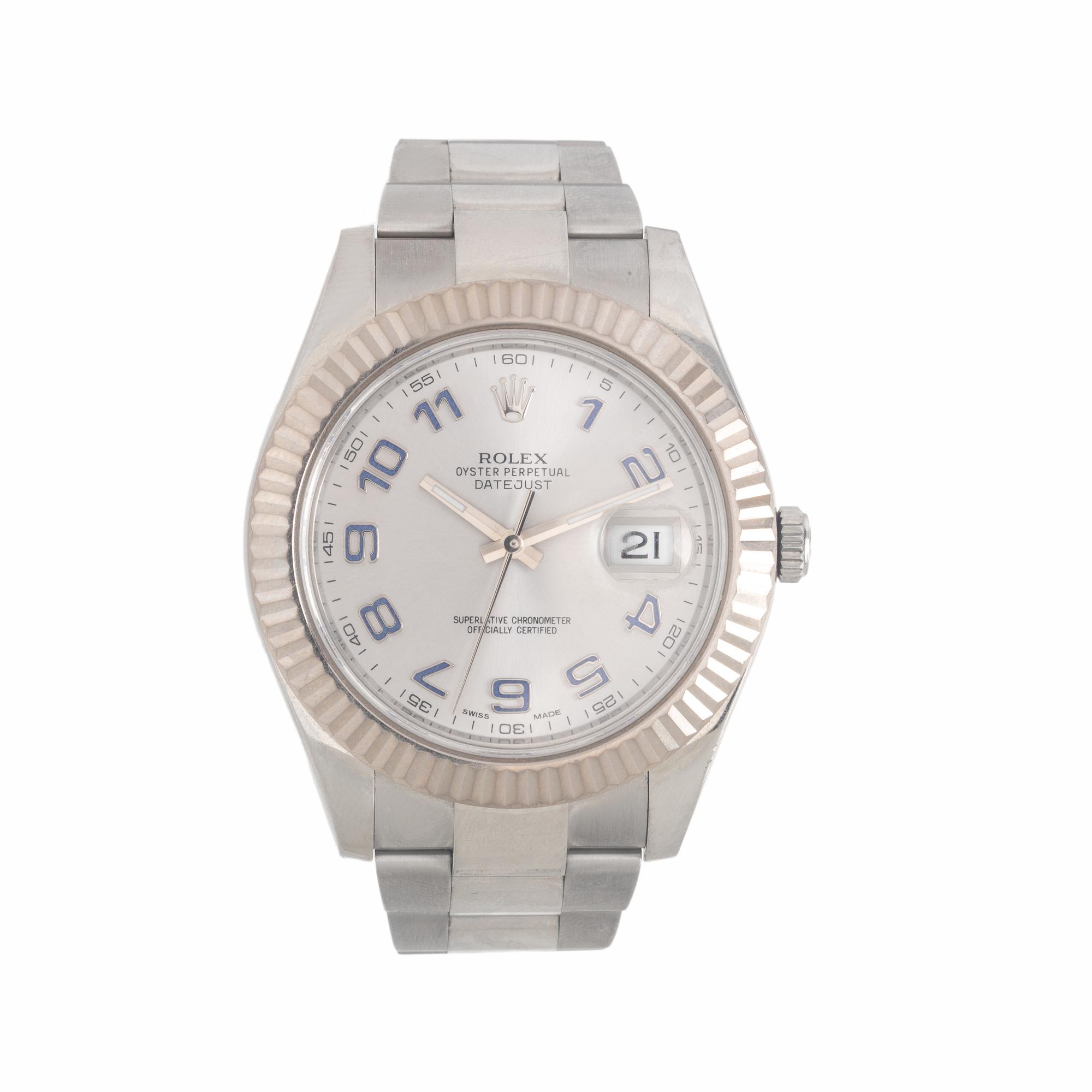 Rolex, Ref. 116334, Stainless Steel and 18K White Gold 'Datejust II' Watch, with Box & Papers