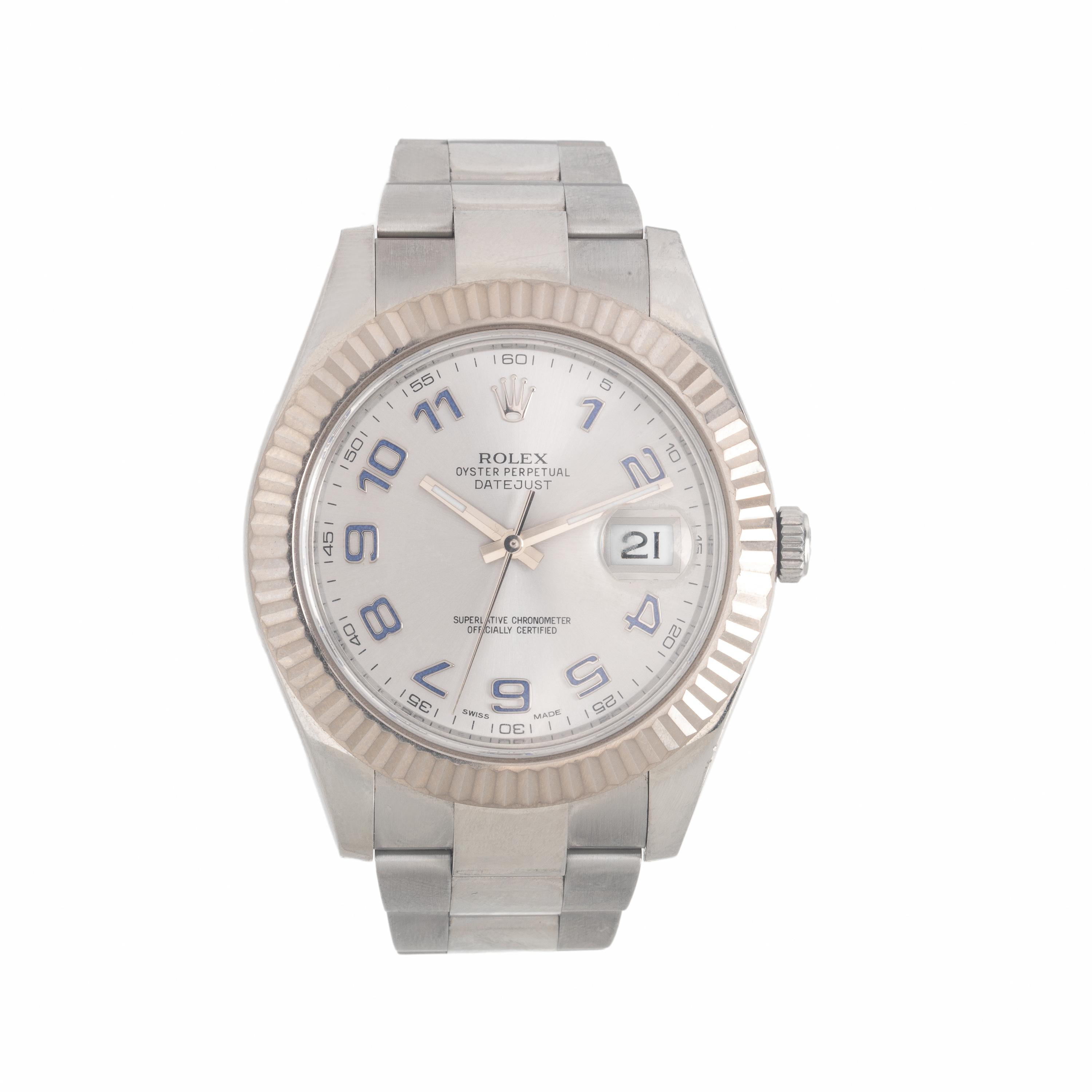 Rolex, Ref. 116334, Stainless Steel and 18K White Gold 'Datejust II' Watch, with Box & Papers