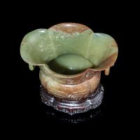 A Chinese Yellow Jade 'Lobed' Zun Vase 黃玉仿古饕餮紋海棠尊