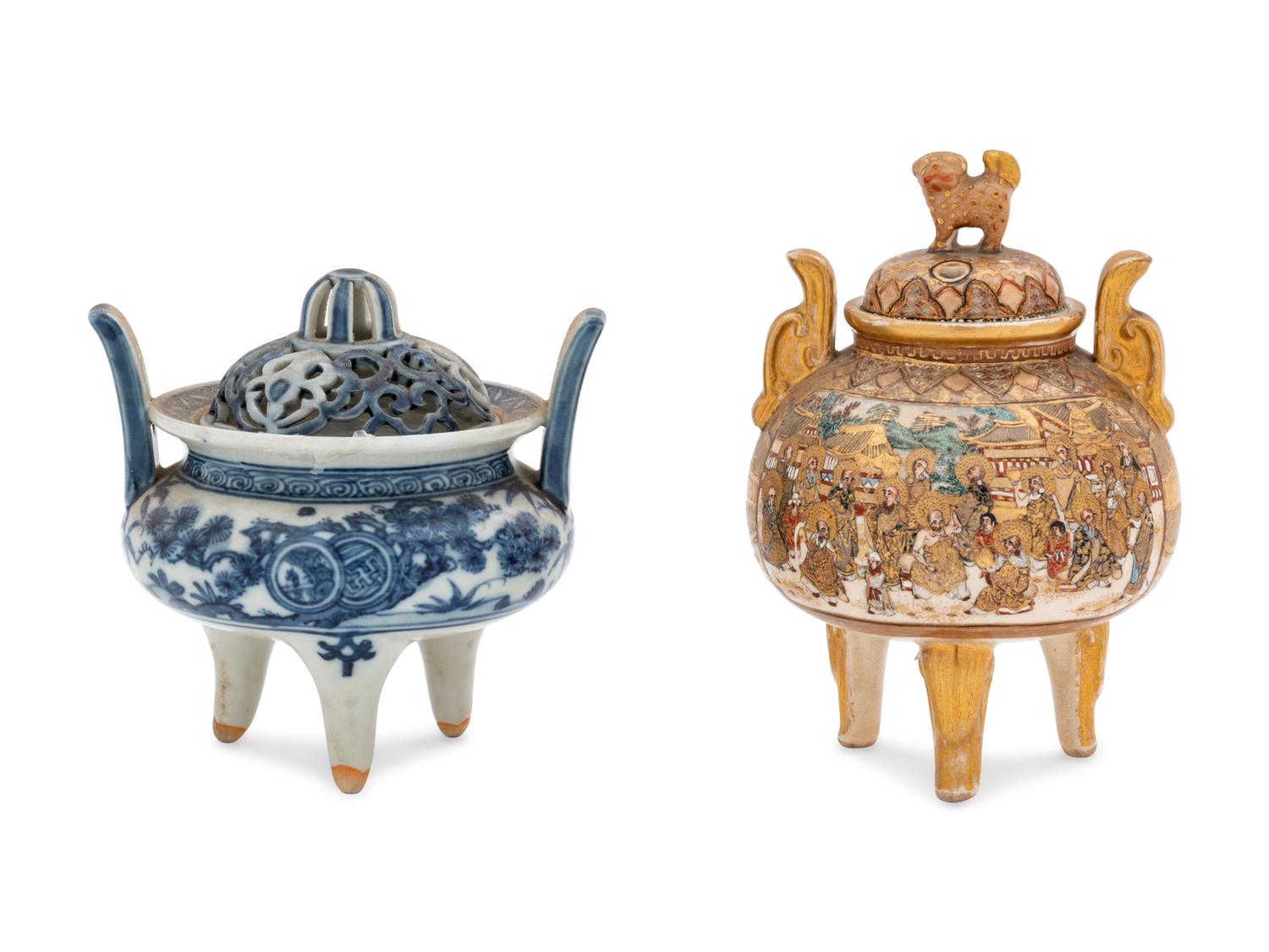 Two Porcelain Incense Burners, Koro