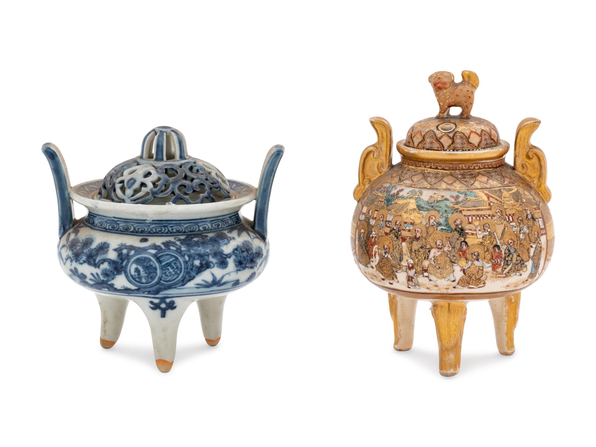 Two Porcelain Incense Burners, Koro