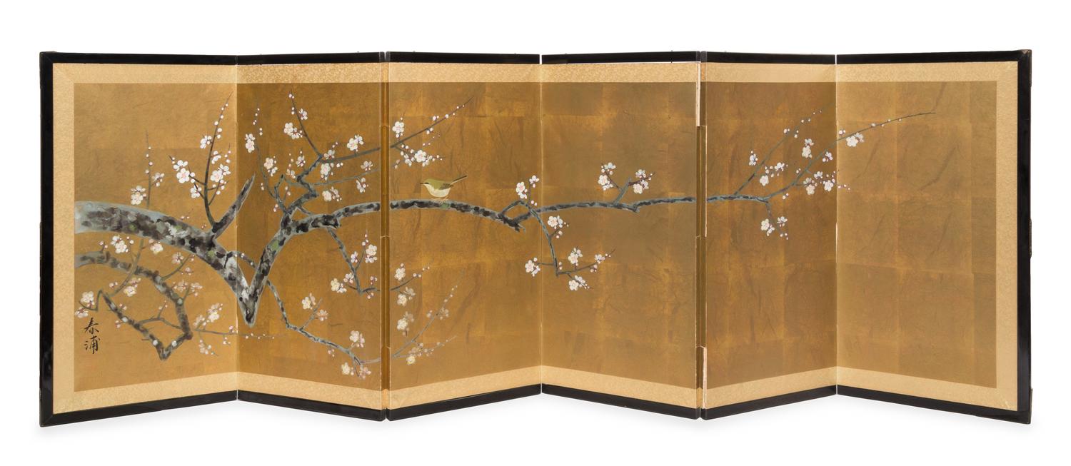 A Japanese Six-Fold Floor Screen Height of each panel 19 3/4 x width 12 inches. — 19TH CENTURY