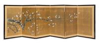 A Japanese Six-Fold Floor Screen Height of each panel 19 3/4 x width 12 inches. — 19TH CENTURY