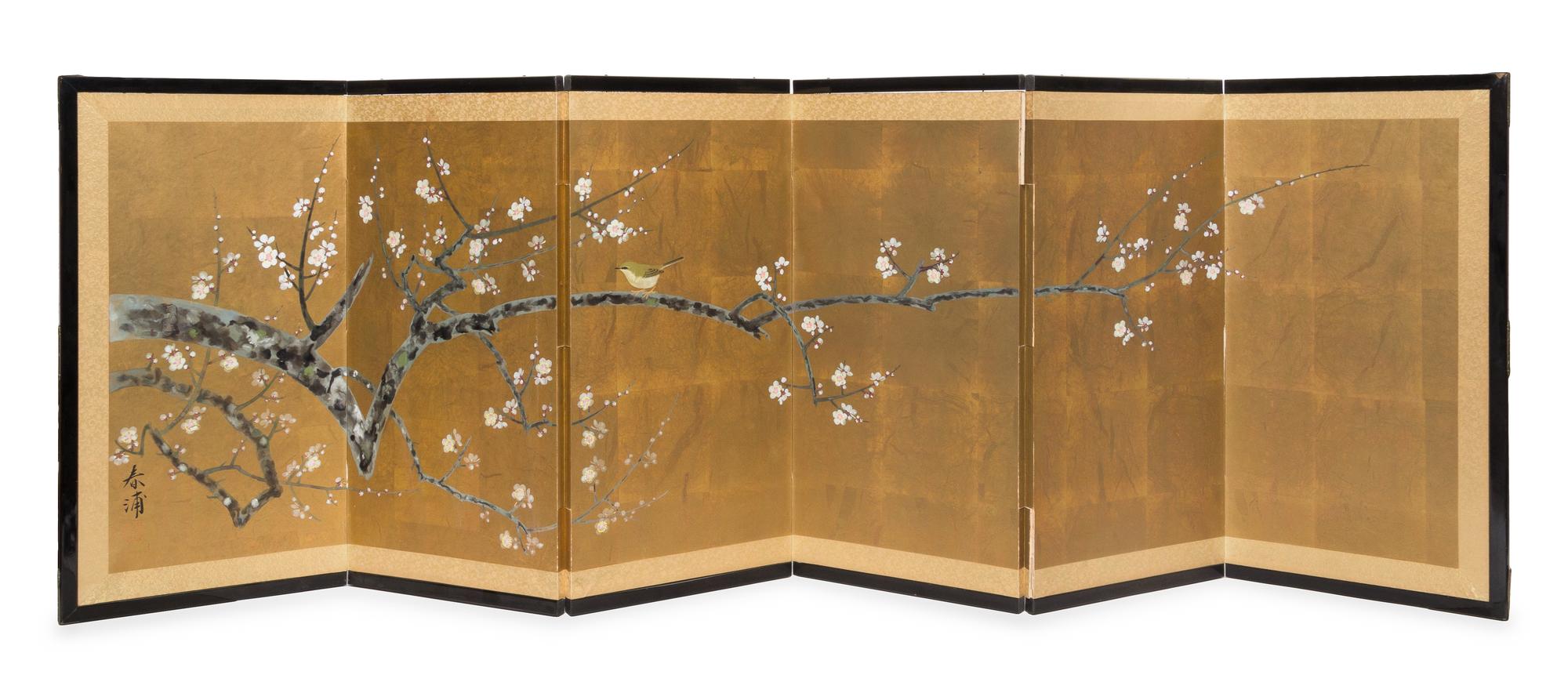 A Japanese Six-Fold Floor Screen Height of each panel 19 3/4 x width 12 inches. — 19TH CENTURY