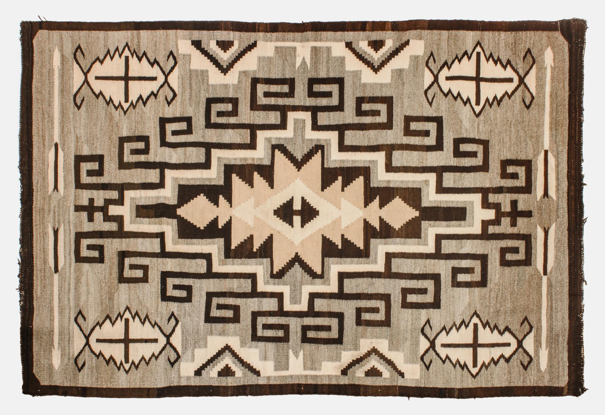 Navajo Two Grey Hills Rug 60 x 48 inches — Early 20th Century