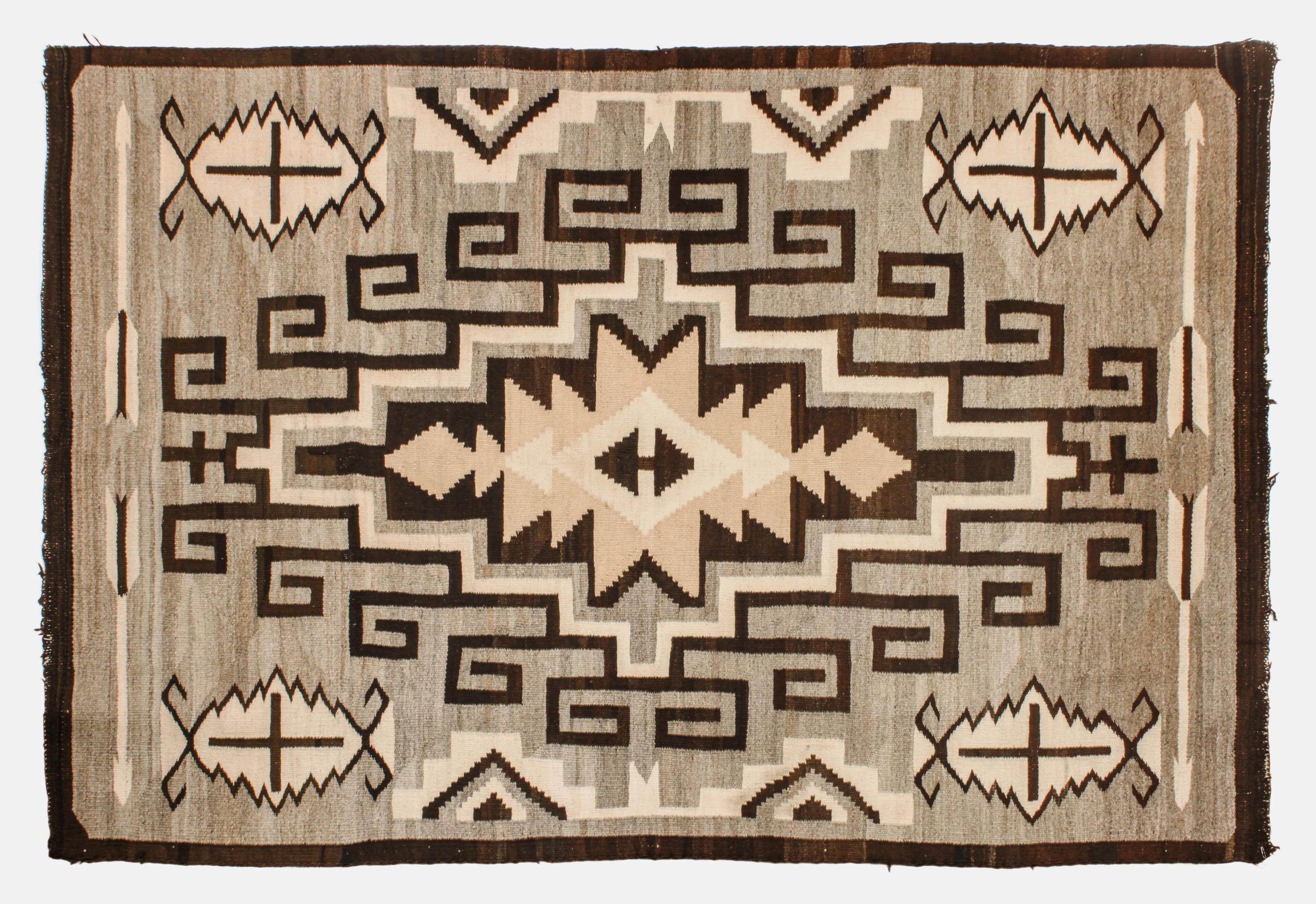 Navajo Two Grey Hills Rug 60 x 48 inches — Early 20th Century