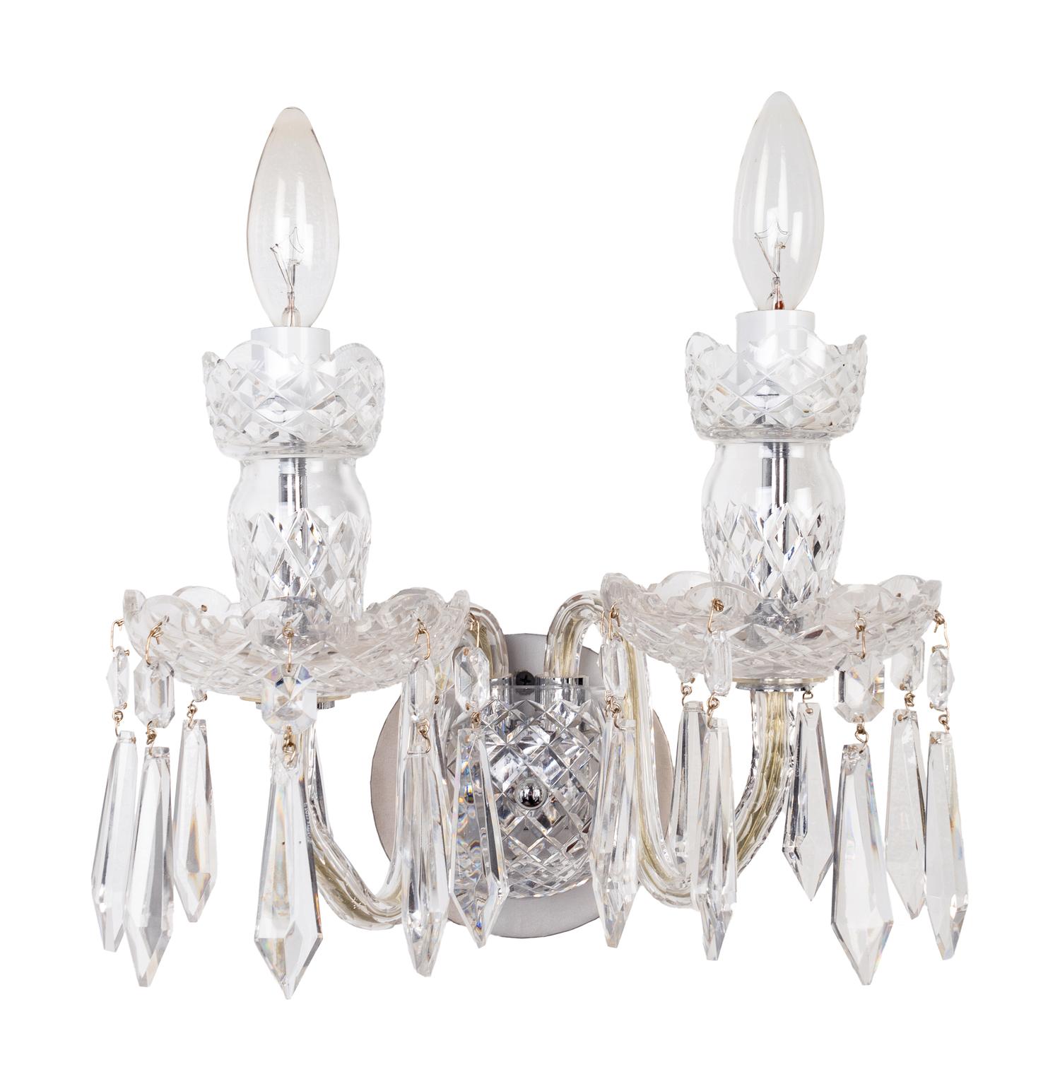 A Pair of Waterford Cut-Glass Sconces — 20TH CENTURY