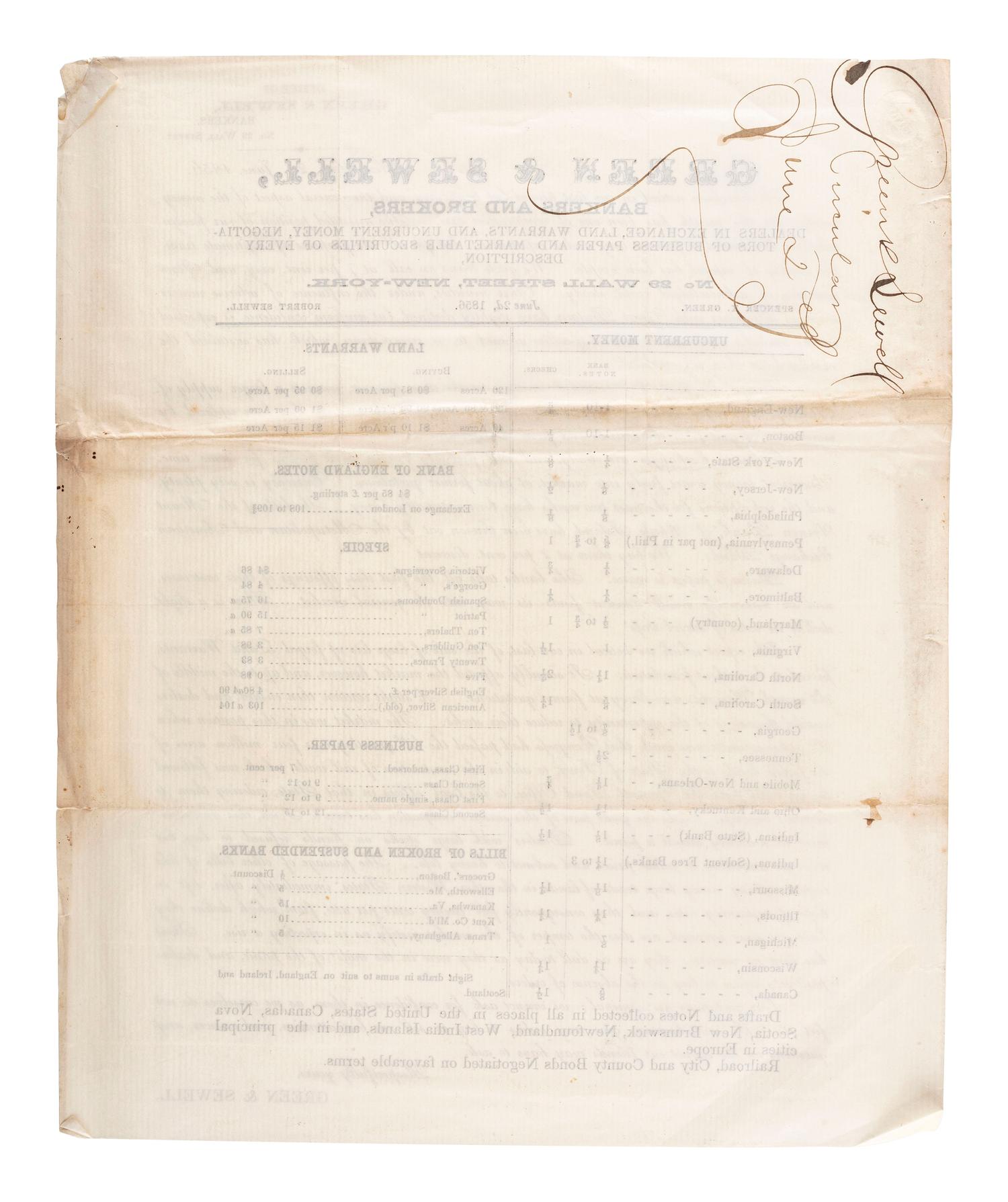 [ILLINOIS]. A group of 5 early Illinois land sale broadsides, comprising: