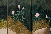 A Continental Painted Canvas Ten-Panel Floor Screen