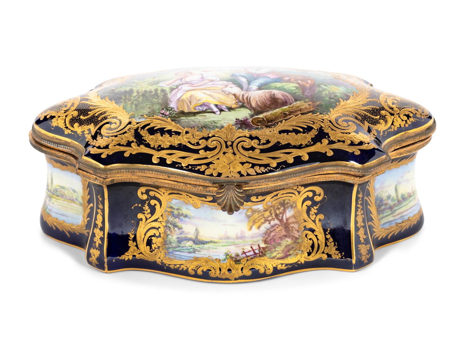 A Sèvres Style Porcelain Table Casket