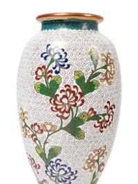 Eight Japanese Cream Ground Cloissoné Enamel Vessels