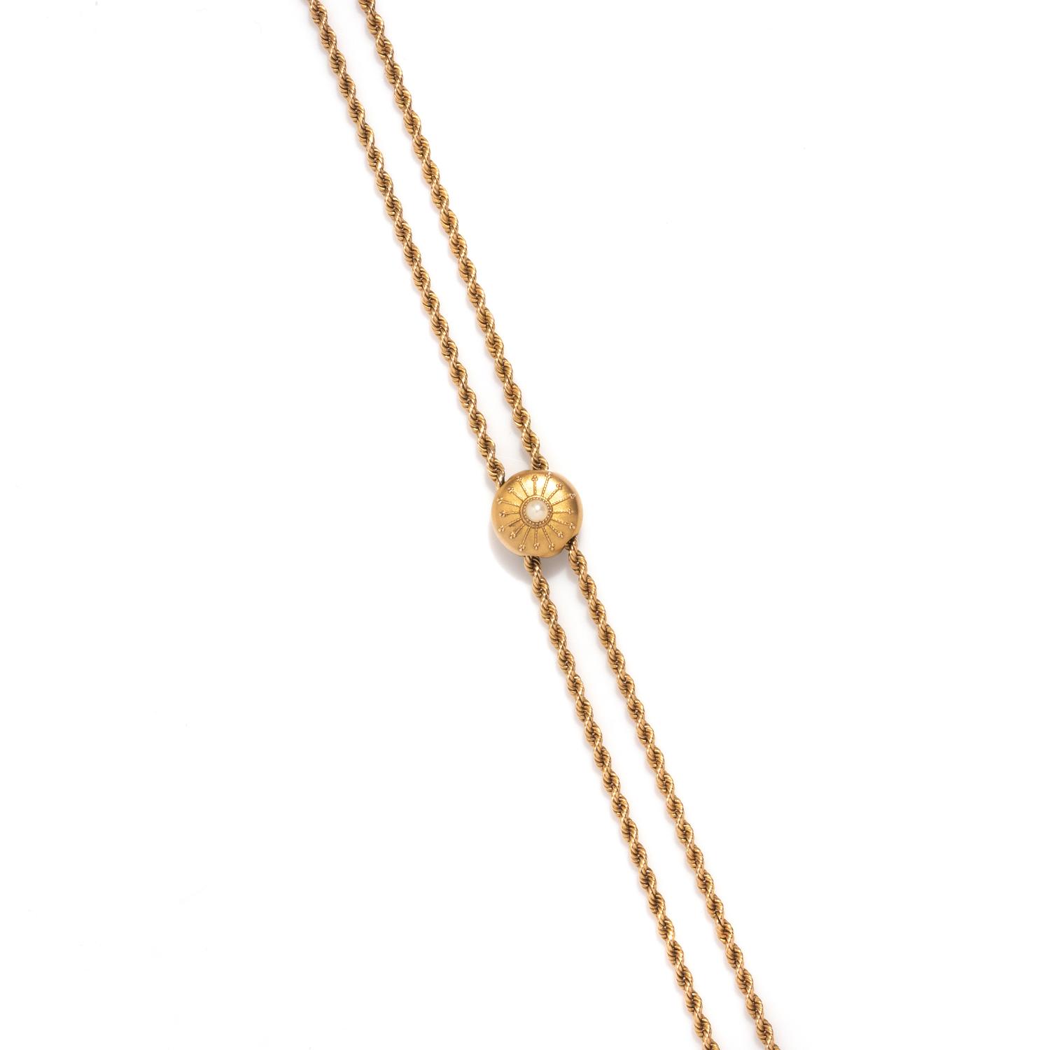 YELLOW GOLD FOB CHAIN NECKLACE