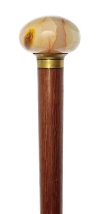 An American Onyx Handled Walking Stick, Width of handle 1 7/8 x length overall 36 inches.