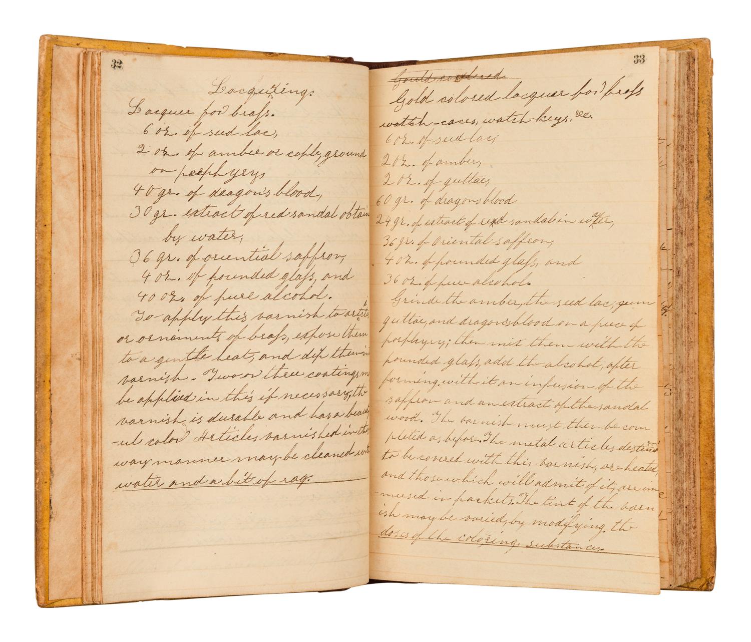 [MANUSCRIPTS – REMEDIES]. Manuscript home maintenance and home remedy guide. Jamestown, NY, 1832.