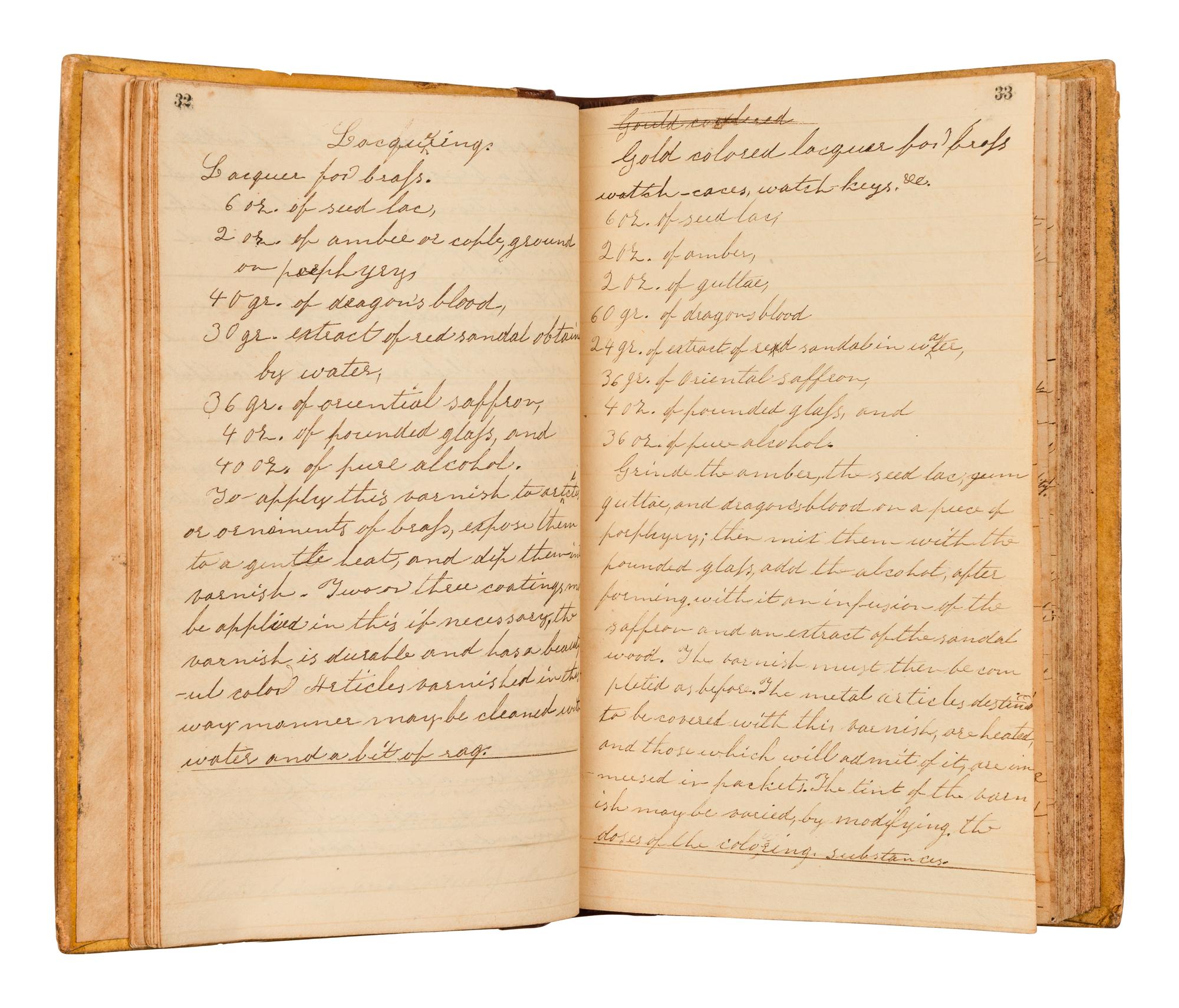 [MANUSCRIPTS – REMEDIES]. Manuscript home maintenance and home remedy guide. Jamestown, NY, 1832.
