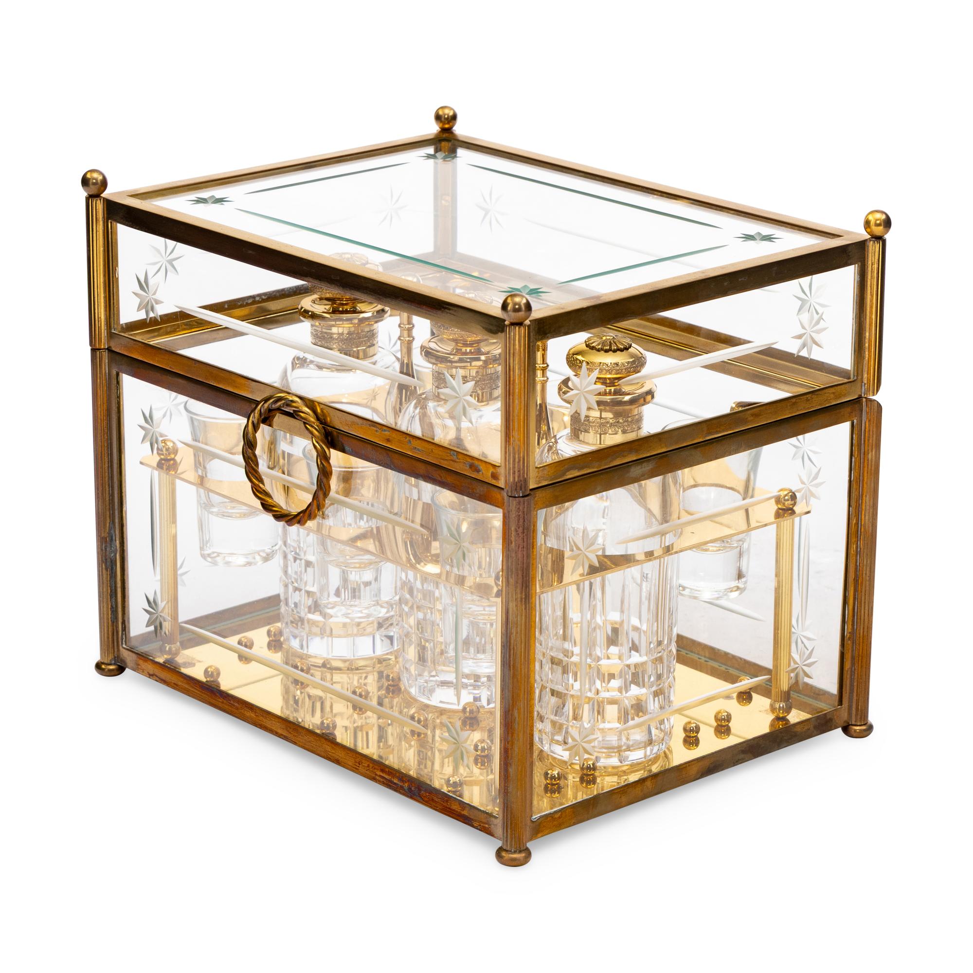 A French Gilt Bronze and Glass Cave à Liqueur