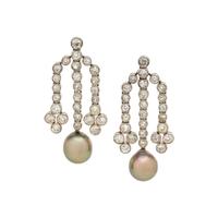 DIAMOND AND CULTURED TAHITIAN PEARL EARRINGS