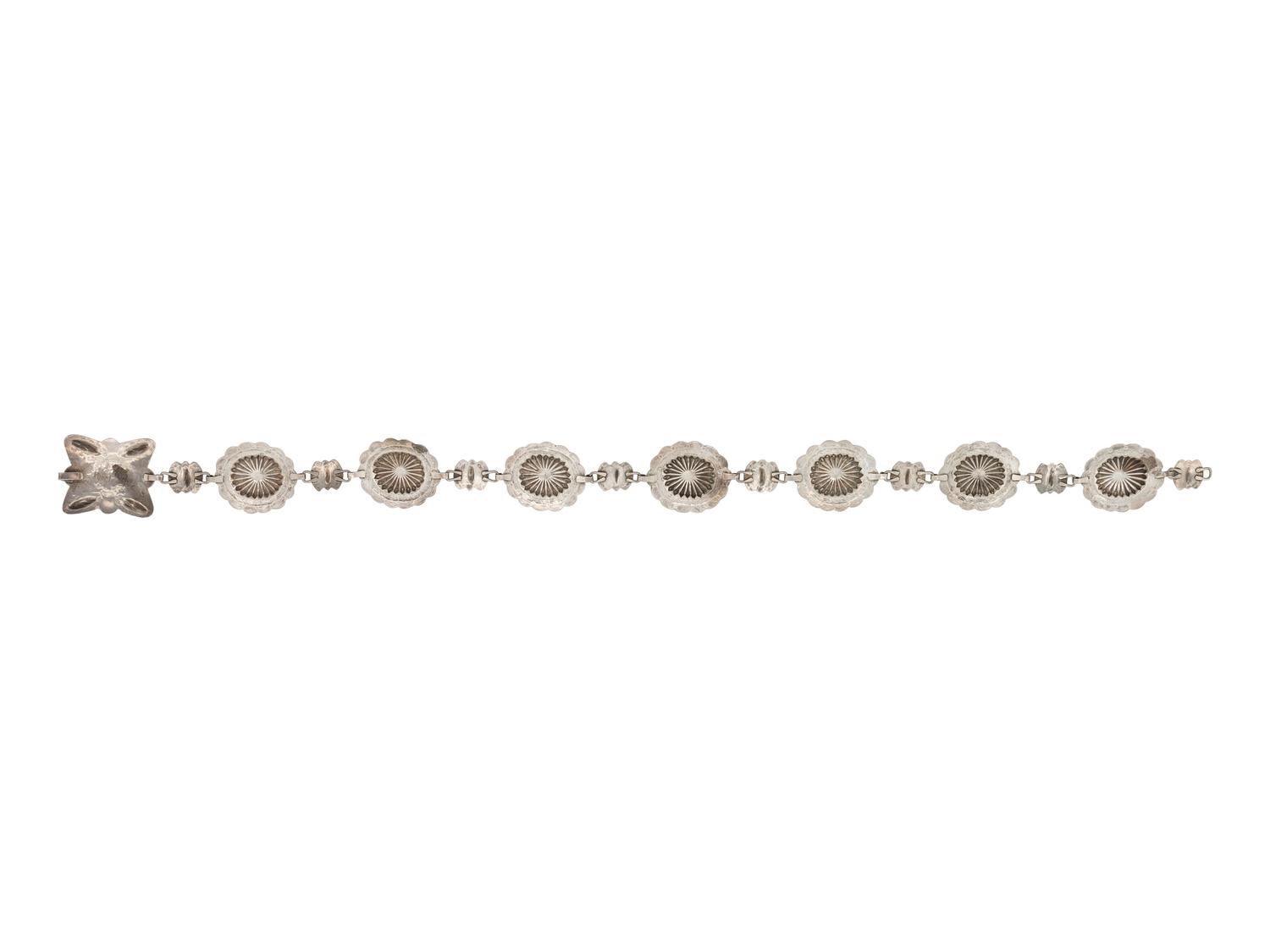 Silver Link Concha Belt, with Turquoise