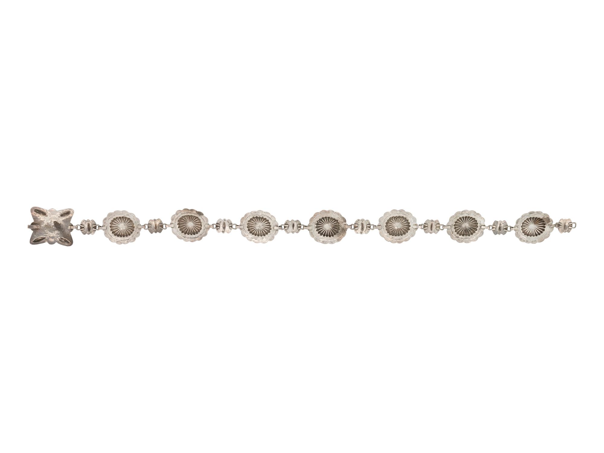 Silver Link Concha Belt, with Turquoise