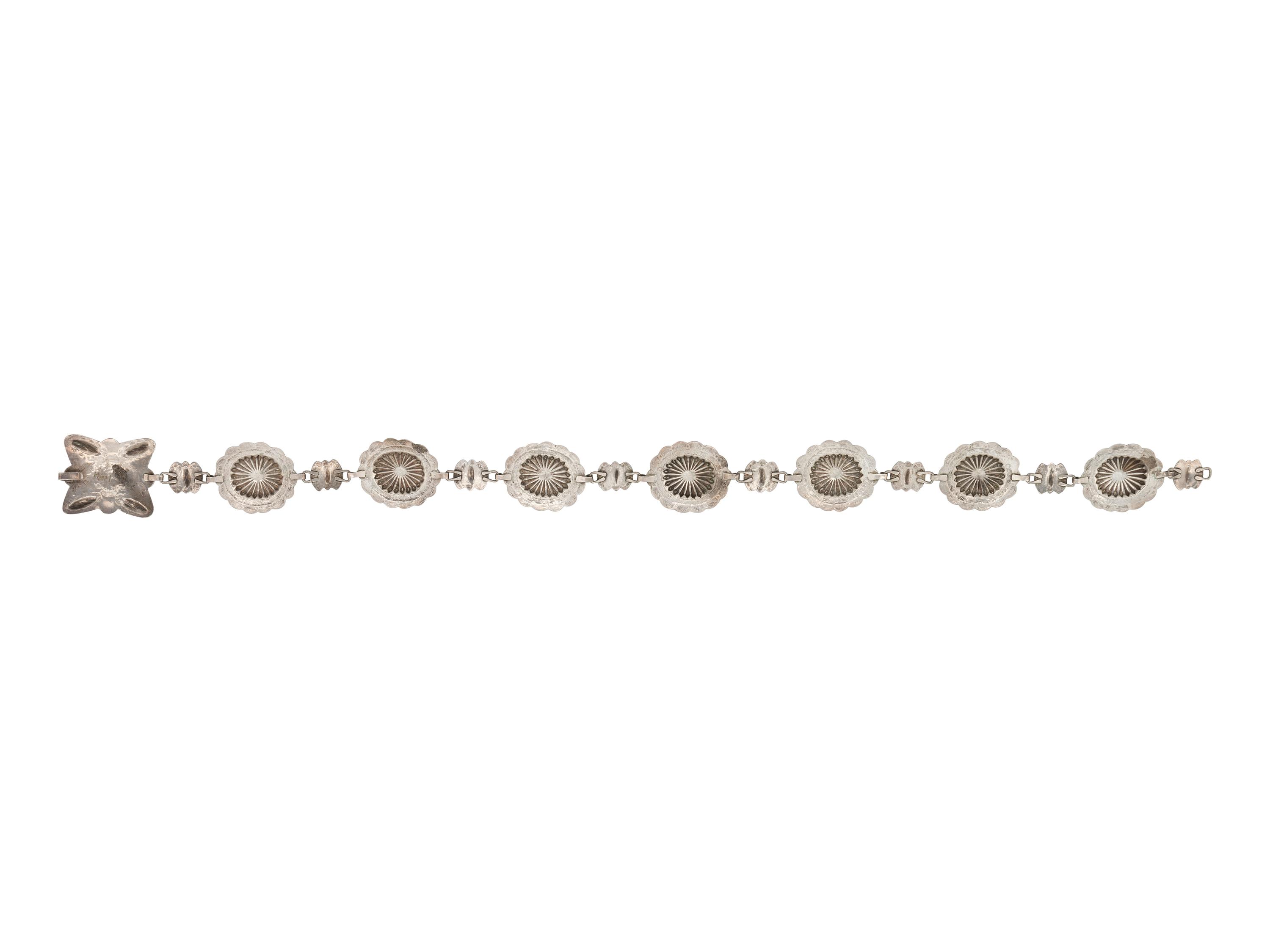 Silver Link Concha Belt, with Turquoise