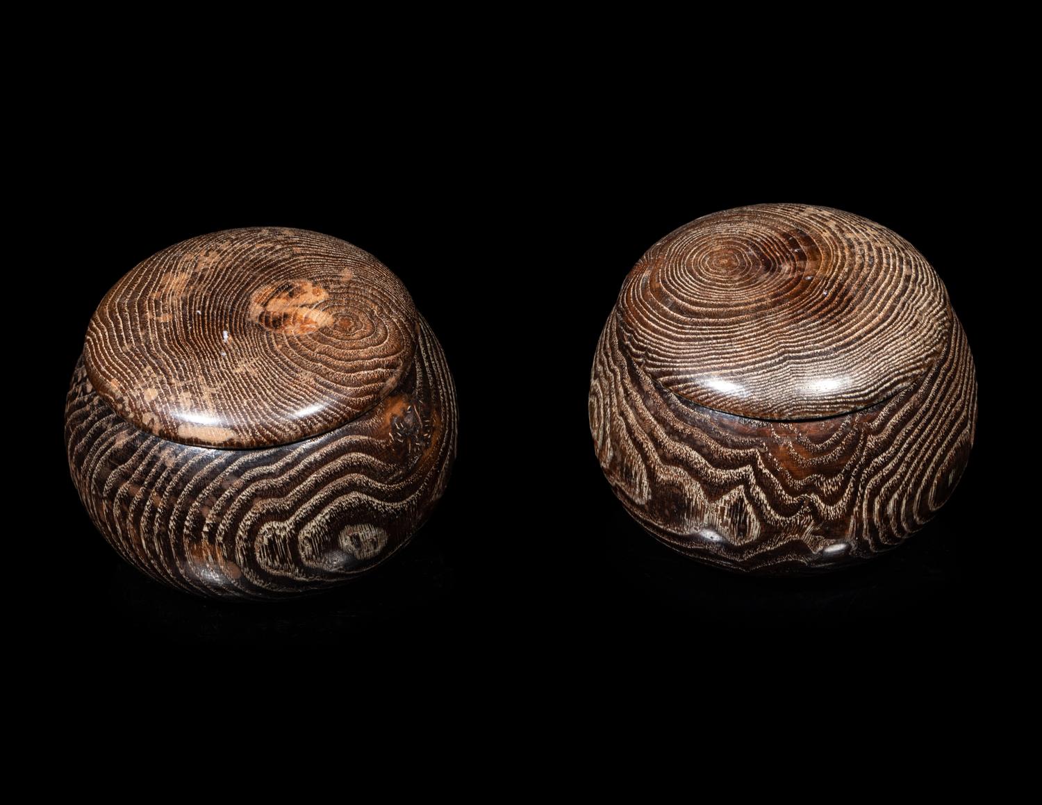 Three Chinese Carved Wood Covered Boxes