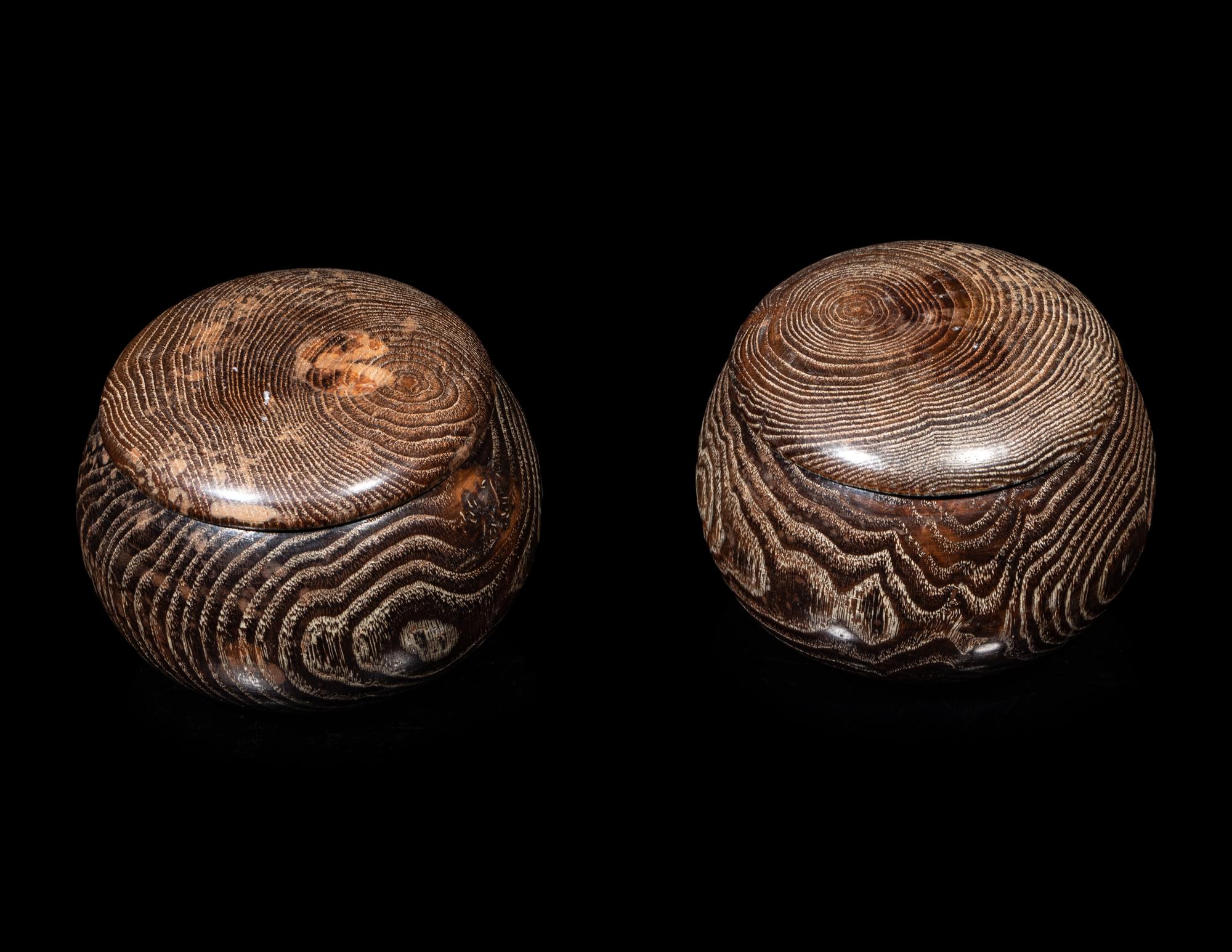 Three Chinese Carved Wood Covered Boxes