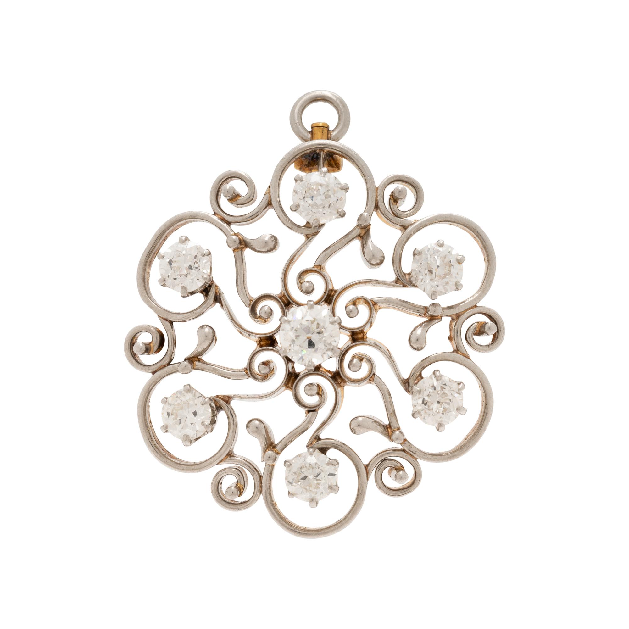ANTIQUE, DIAMOND PENDANT/BROOCH