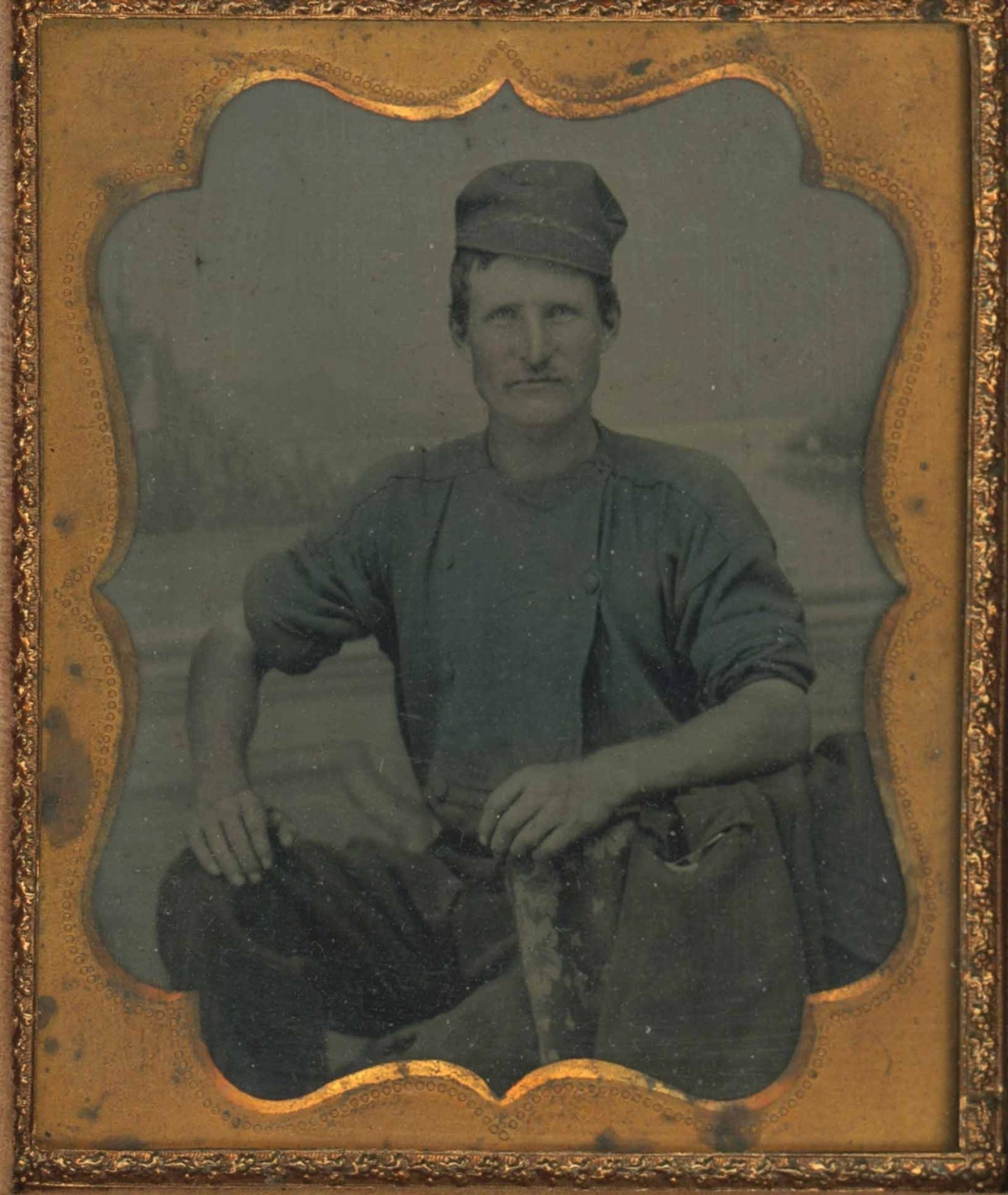 [Ambrotypes and Tintype] Tinted Men in Occupational Shirts