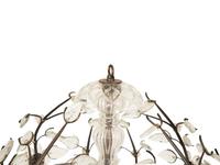 A Pair of Gilt Metal and Etched Crystal Leaf Globe-form Chandeliers in the Manner of Maison Bagues — 20th Century