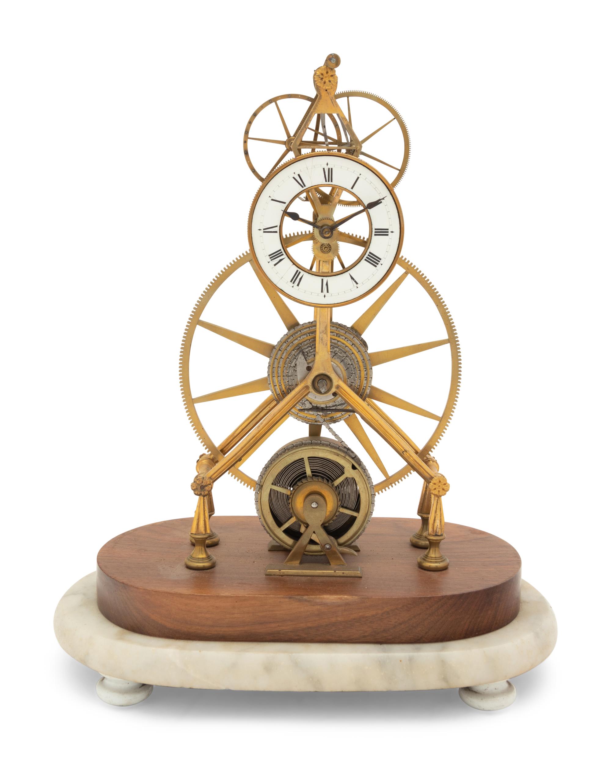A Brass Skeleton Clock