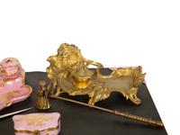 A Louis XV Style Gilt Bronze Inkwell and a Sèvres Style Porcelain Standish