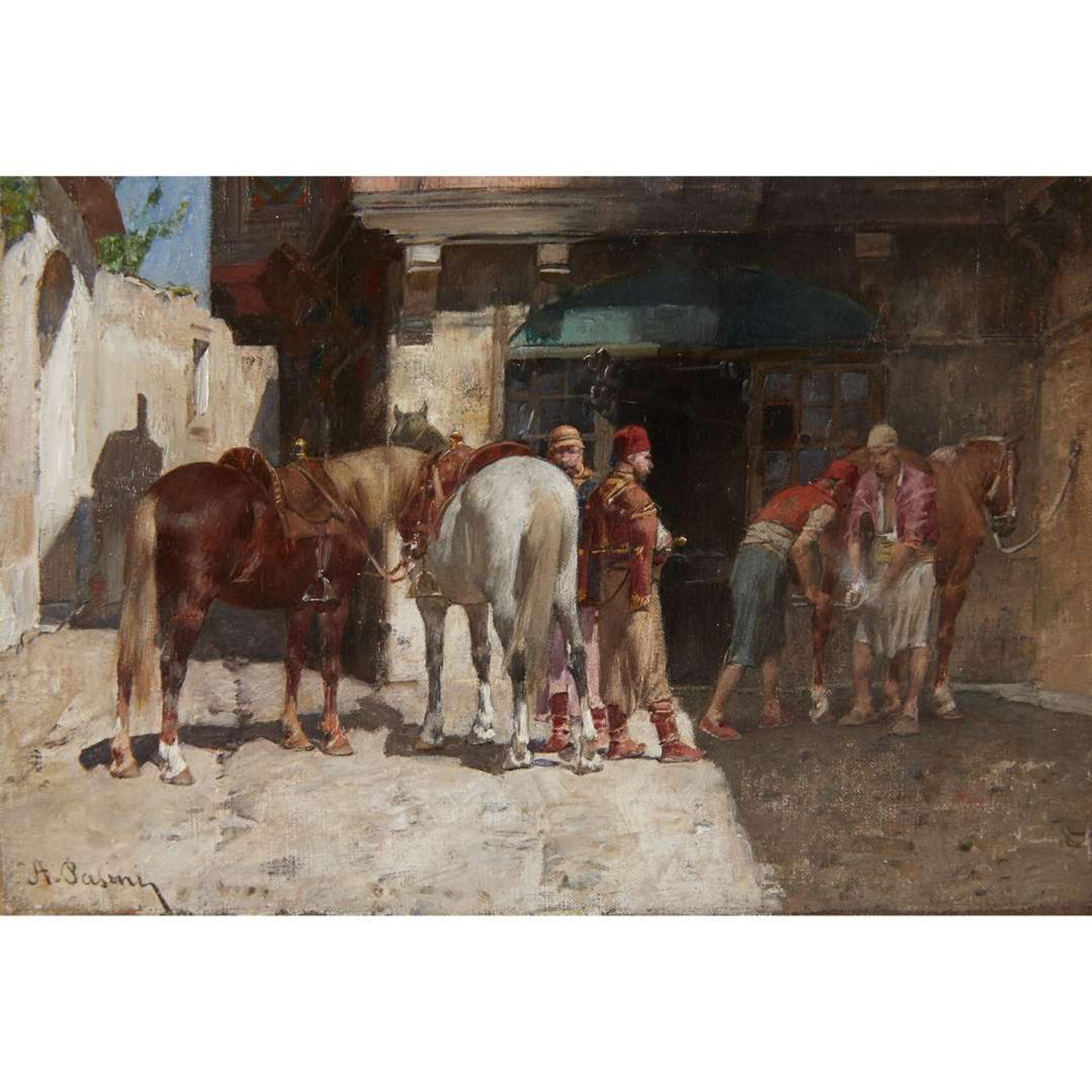 ALBERTO PASINI (ITALIAN 1826-1899) THE BLACKSMITH'S COURTYARD