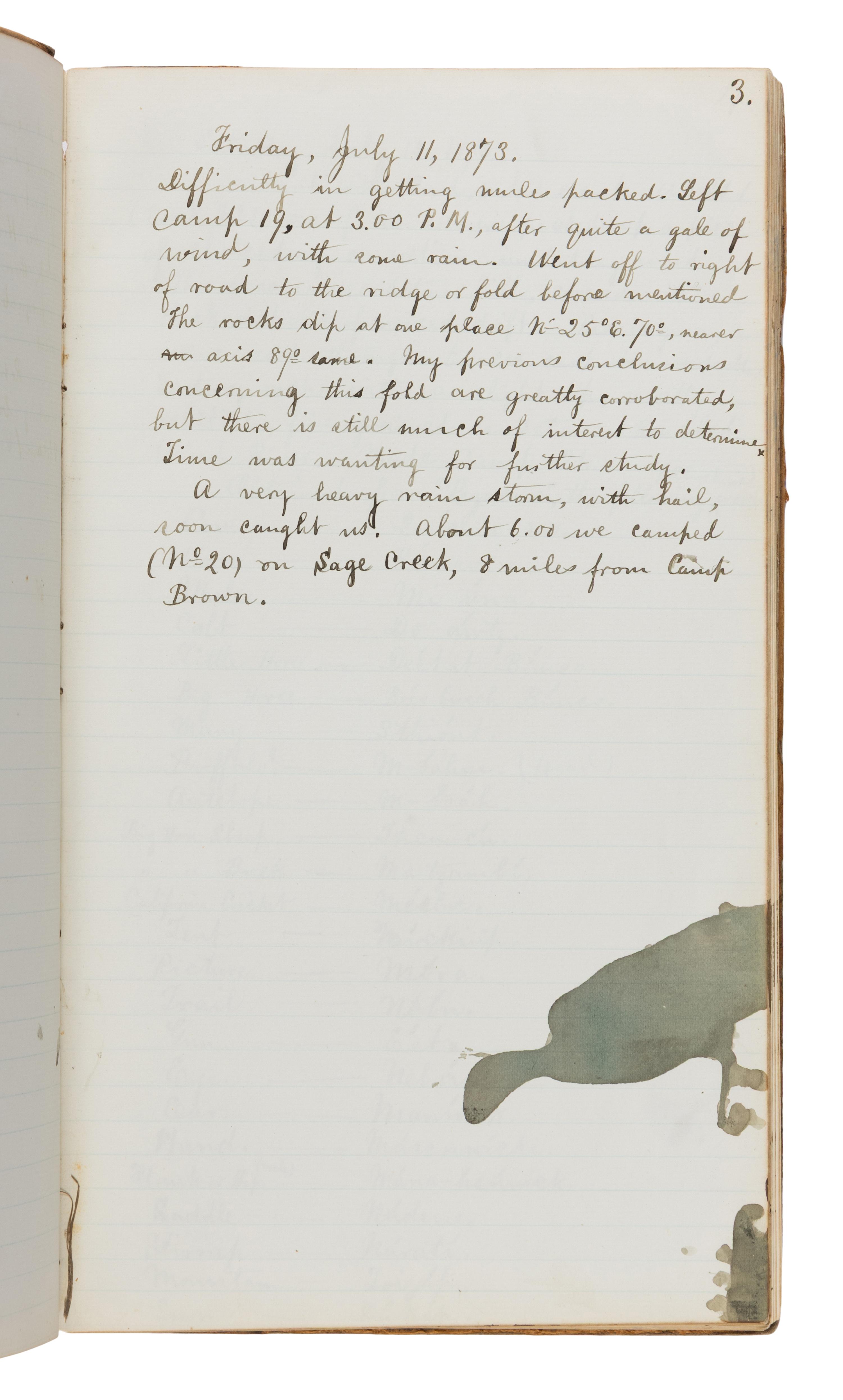 [Yellowstone]. Comstock, Theodore Bryant (1849-1915). A pair of personal manuscript journals documenting Comstock's 1873 exploration of Yellowstone. [Wyoming Territory, 1873-1875].