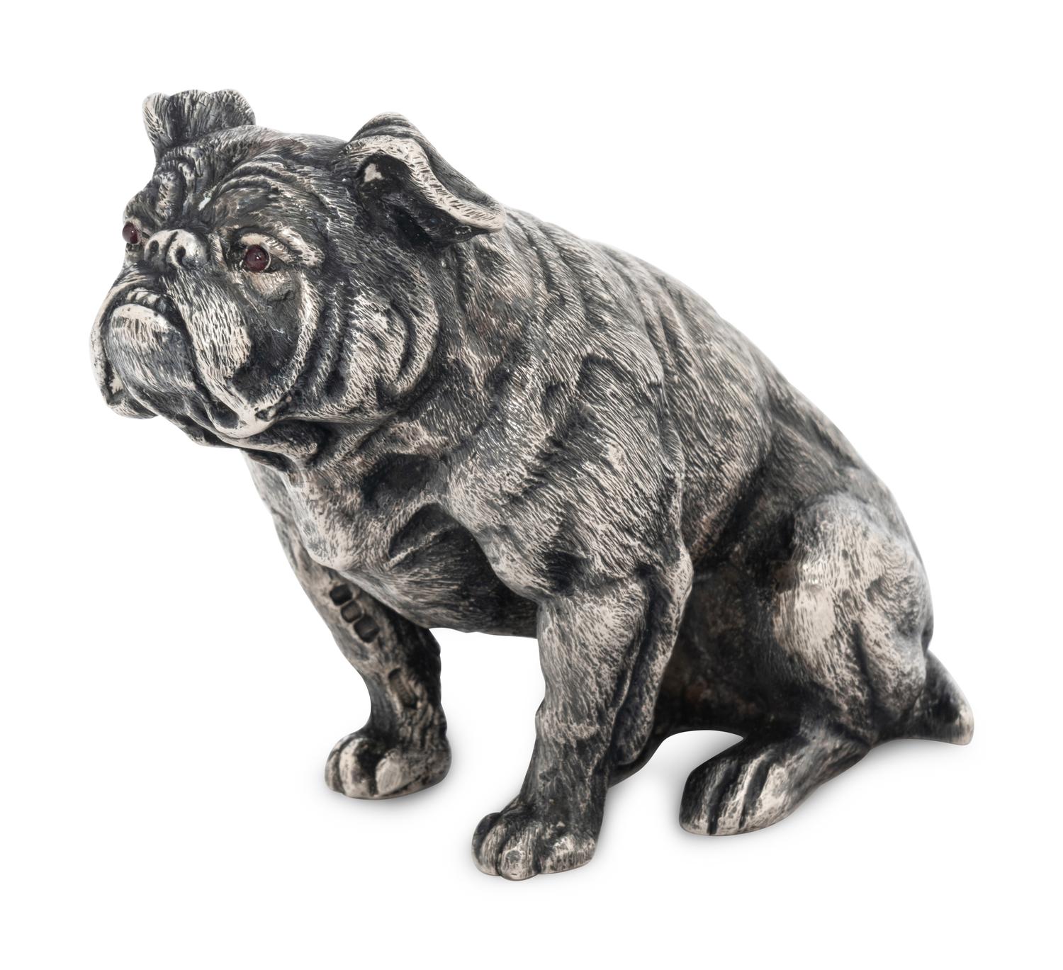 A Russian Silver Bulldog Figure