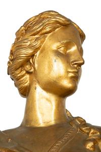 A Pair of Monumental Gilt Metal Figures on Marble Pedestals — 20TH CENTURY