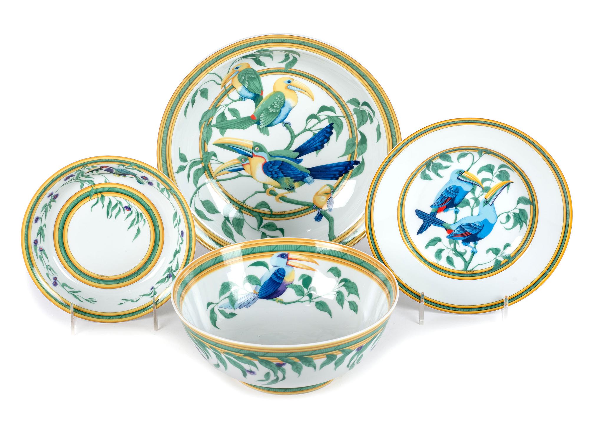 A Hermes "Toucans" Porcelain Dinner Service