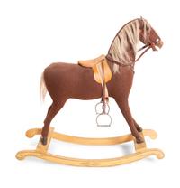 A Child's Stuffed Felt and Carved Wood Rocking Horse