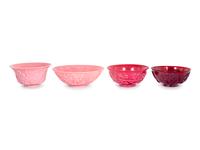 Four Chinese Carved Glass Bowls
