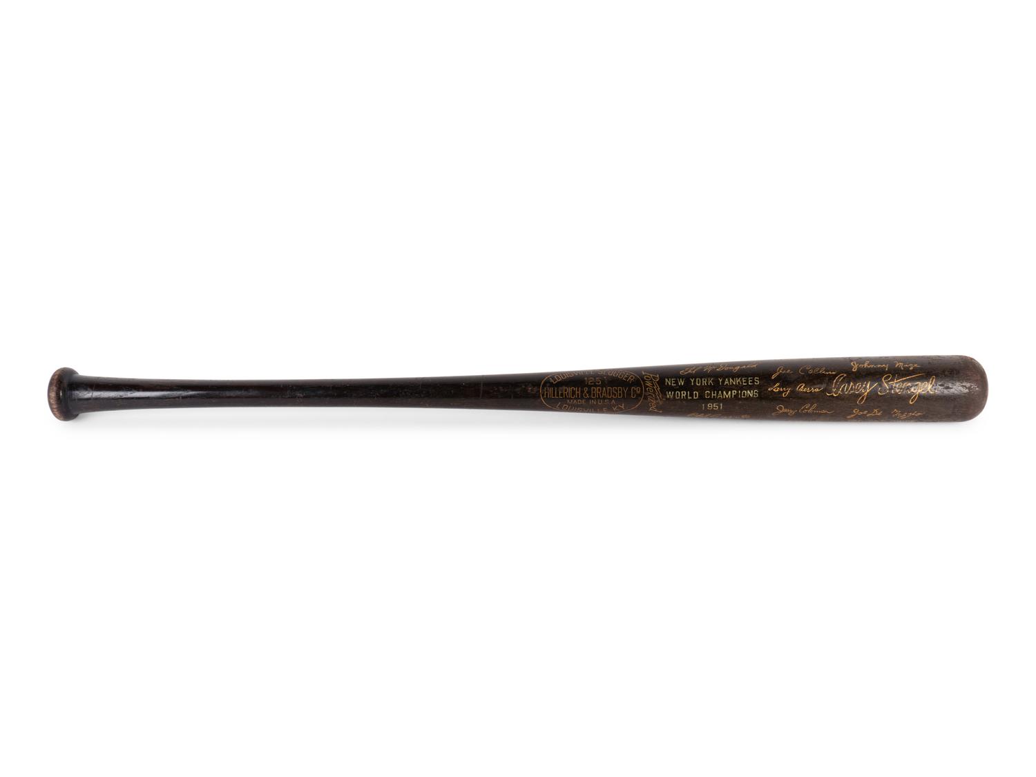A 1951 New York Yankees World Series Champions Presentation Black Bat,